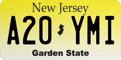 NJ license plate A20YMI