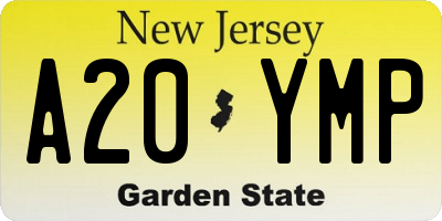NJ license plate A20YMP