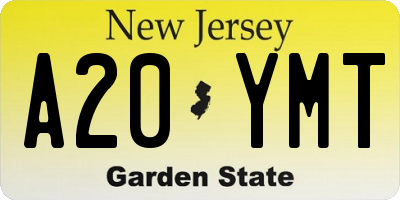 NJ license plate A20YMT