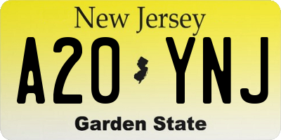 NJ license plate A20YNJ