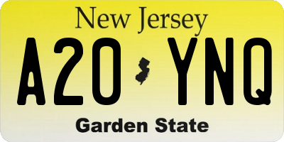 NJ license plate A20YNQ