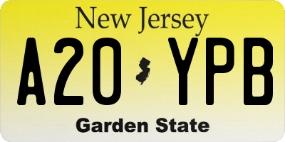 NJ license plate A20YPB