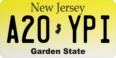 NJ license plate A20YPI