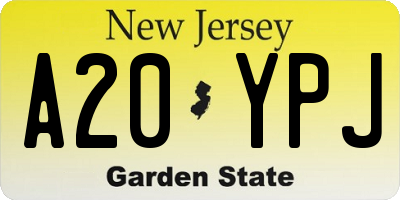 NJ license plate A20YPJ