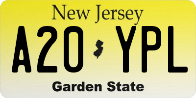 NJ license plate A20YPL