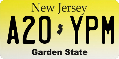 NJ license plate A20YPM