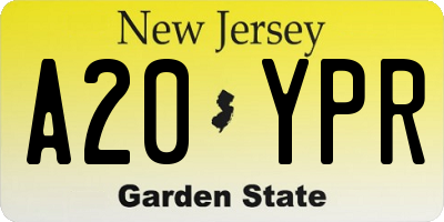 NJ license plate A20YPR