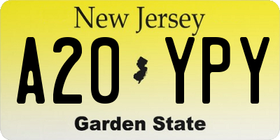 NJ license plate A20YPY