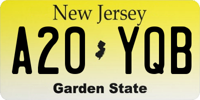 NJ license plate A20YQB