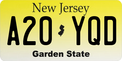 NJ license plate A20YQD