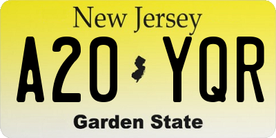 NJ license plate A20YQR