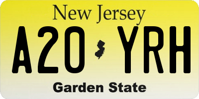 NJ license plate A20YRH