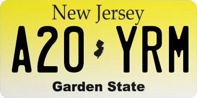 NJ license plate A20YRM