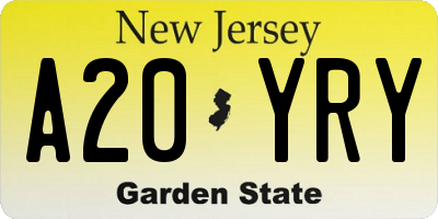 NJ license plate A20YRY