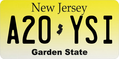 NJ license plate A20YSI