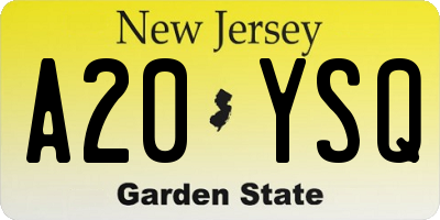 NJ license plate A20YSQ