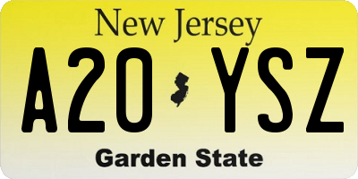 NJ license plate A20YSZ
