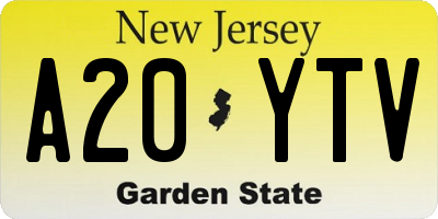 NJ license plate A20YTV