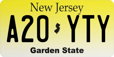 NJ license plate A20YTY