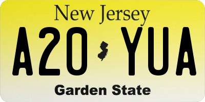 NJ license plate A20YUA