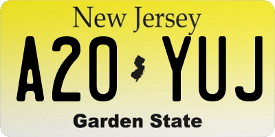 NJ license plate A20YUJ