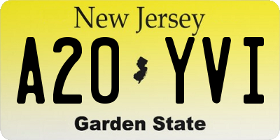NJ license plate A20YVI