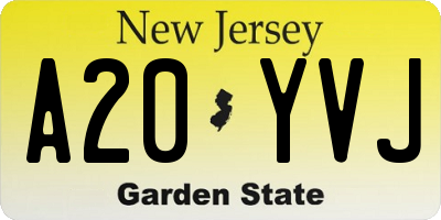 NJ license plate A20YVJ
