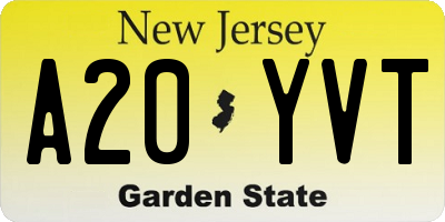 NJ license plate A20YVT