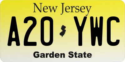 NJ license plate A20YWC