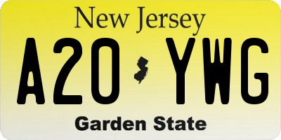 NJ license plate A20YWG