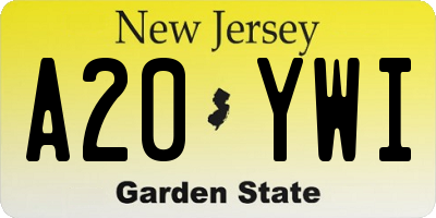 NJ license plate A20YWI