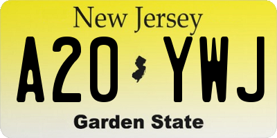 NJ license plate A20YWJ