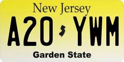 NJ license plate A20YWM