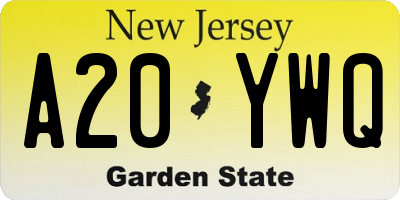 NJ license plate A20YWQ