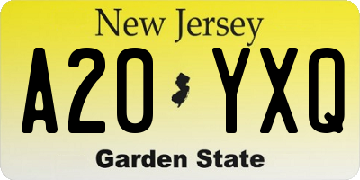 NJ license plate A20YXQ