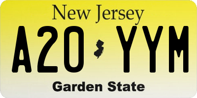 NJ license plate A20YYM