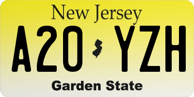 NJ license plate A20YZH