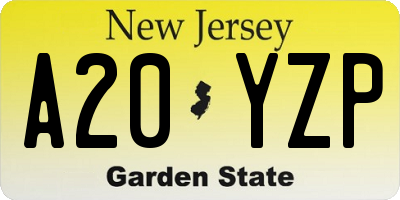 NJ license plate A20YZP