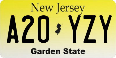 NJ license plate A20YZY