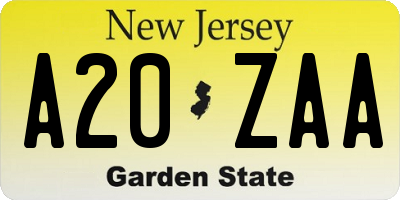 NJ license plate A20ZAA