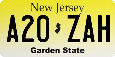 NJ license plate A20ZAH