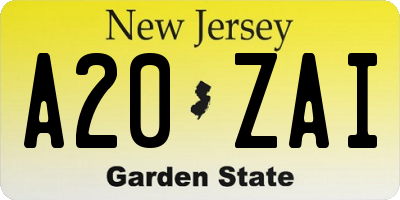 NJ license plate A20ZAI