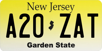NJ license plate A20ZAT