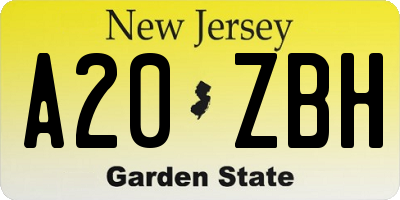 NJ license plate A20ZBH