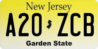 NJ license plate A20ZCB