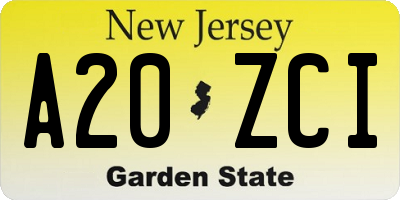 NJ license plate A20ZCI