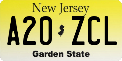 NJ license plate A20ZCL