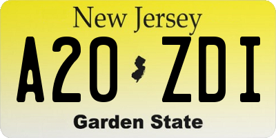 NJ license plate A20ZDI