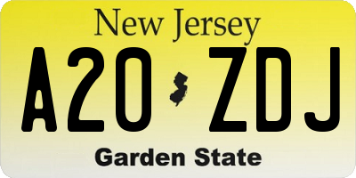 NJ license plate A20ZDJ