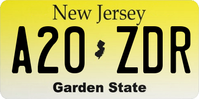 NJ license plate A20ZDR